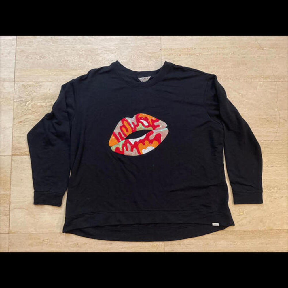 Orvis Soft Fleece Sweatshirt Womens 2XL W Red Lip sequins ironing‎ decals